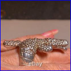 Vintage Fine Sterling Silver Alligator Ring Marked Israel