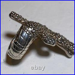 Vintage Fine Sterling Silver Alligator Ring Marked Israel