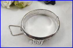 Vintage Hall Marked Sterling Silver Etched Hinged Bangle Birmingham 1964 S&E