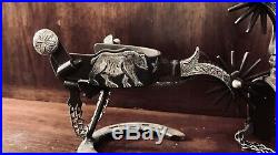 Vintage Handmade Sterling Silver Overlay California Spurs Single Mounted Marked