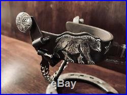 Vintage Handmade Sterling Silver Overlay California Spurs Single Mounted Marked