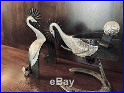 Vintage Handmade Sterling Silver Overlay Swan Spurs Single Mounted Maker Marked