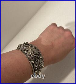 Vintage Heavily Decorated Etruscan Silver Marked Sterling MK 800 Cuff Bangle