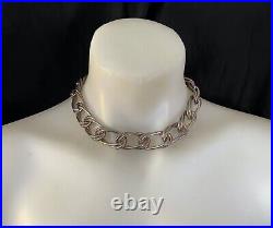 Vintage Italian Large Sterling Silver Links Necklace from 1980th marked