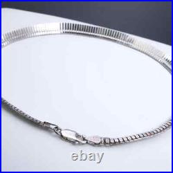 Vintage Italian Sterling Silver 925 Decorated Herringbone Choker Necklace Marked