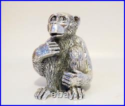 Vintage Italian Sterling Silver Chimpanzee Statue Marked Magrino Import Hallmark