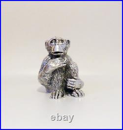 Vintage Italian Sterling Silver Chimpanzee Statue Marked Magrino Import Hallmark