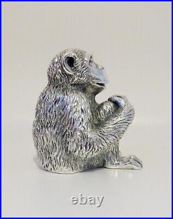 Vintage Italian Sterling Silver Chimpanzee Statue Marked Magrino Import Hallmark