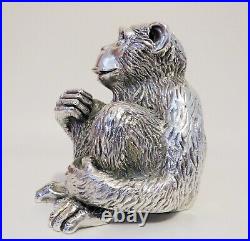 Vintage Italian Sterling Silver Chimpanzee Statue Marked Magrino Import Hallmark