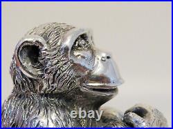 Vintage Italian Sterling Silver Chimpanzee Statue Marked Magrino Import Hallmark