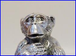 Vintage Italian Sterling Silver Chimpanzee Statue Marked Magrino Import Hallmark