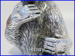 Vintage Italian Sterling Silver Chimpanzee Statue Marked Magrino Import Hallmark