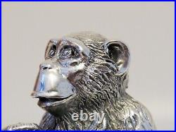 Vintage Italian Sterling Silver Chimpanzee Statue Marked Magrino Import Hallmark