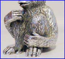 Vintage Italian Sterling Silver Chimpanzee Statue Marked Magrino Import Hallmark