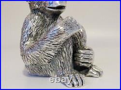 Vintage Italian Sterling Silver Chimpanzee Statue Marked Magrino Import Hallmark