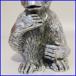 Vintage Italian Sterling Silver Chimpanzee Statue Marked Magrino Import Hallmark