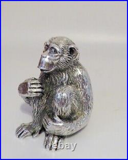 Vintage Italian Sterling Silver Chimpanzee Statue Marked Magrino Import Hallmark