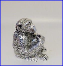 Vintage Italian Sterling Silver Chimpanzee Statue Marked Magrino Import Hallmark