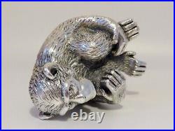 Vintage Italian Sterling Silver Chimpanzee Statue Marked Magrino Import Hallmark