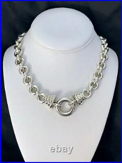 Vintage Italian large sterling silver necklace chain magnificent marked