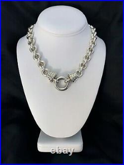 Vintage Italian large sterling silver necklace chain magnificent marked