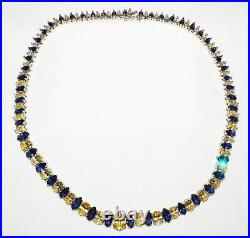 Vintage Italy Sterling Silver Necklace set w. 103x Colored Zirconia Accent (ShI)