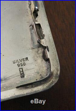 Vintage Japanese Silver 950 Cigarette Case Makers Marks 132.3 Grams