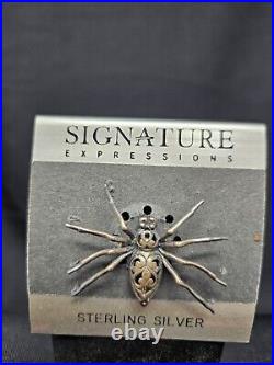 Vintage Jezlaine Rare Sterling Silver Spider Brooch/Pin Sterling Marked