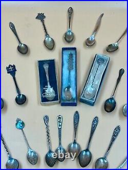 Vintage Lot Of 47 Sterling Silver Souvenir Spoons 1 lb. 2.5 oz. Marked or Tested