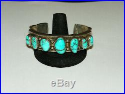 Vintage MARK CHEE (1914 1981) Sterling Silver & Turquoise Bracelet 118 Grams