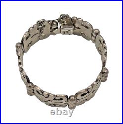 Vintage MWS Mexican Sterling Silver Hinged Link Bracelet Signed