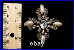 Vintage Maltese Cross Jerusalem Brooch 925 Sterling Silver Marked. 18 Grams