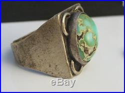 Vintage Marked 73 Sterling Silver Turquoise Cabochon Indian Ring Men's sz. 10.5