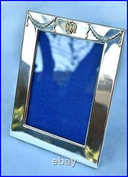 Vintage Marked FABERGE Sterling Silver Gold Romanoff Eagle Swags Picture Frame