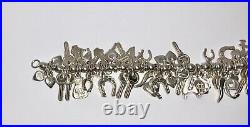 Vintage Marked Italy 925 Sterling Silver Multiple Charm Bracelet Heart's & More