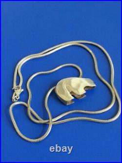 Vintage Marked Srf Sterling Bear Pendant With Necklace Signed Native Jewelry