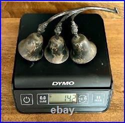 Vintage Marked Sterling Silver 3 Bells 142g 142 Grams