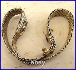 Vintage Marked Sterling Silver 925 Belt Buckle Crystal Choker Necklace Gold Tone