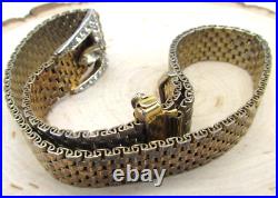 Vintage Marked Sterling Silver 925 Belt Buckle Crystal Choker Necklace Gold Tone