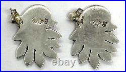 Vintage Marked Sterling Silver Berry Leaf Stud Earrings 9.10g 1