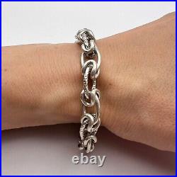 Vintage Men Bracelet Huge Chain Sterling Silver 925 Jewelry Marked Fashion Women