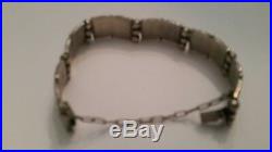Vintage Mexican Sterling Silver Bracelet Scrolled BE Eagle Taxco mark 38 grams