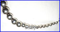 Vintage Mexican Sterling Silver Graduated Bead Necklace w. Clasp (KoS) L9