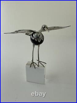 Vintage Mexican Sterling Silver & Onyx Bird Figurine Marked