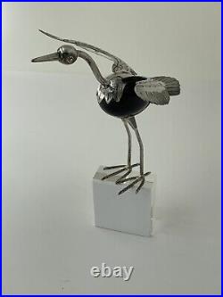 Vintage Mexican Sterling Silver & Onyx Bird Figurine Marked