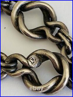 Vintage Mexico Eagle Marked Sterling Silver Link Rope Lariat Necklace Very Heavy