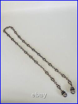 Vintage Mexico Eagle Marked Sterling Silver Link Rope Lariat Necklace Very Heavy