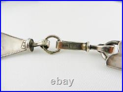 Vintage Mid Century Sterling Silver Carnelian Link Panel Bracelet Denmark 8.5