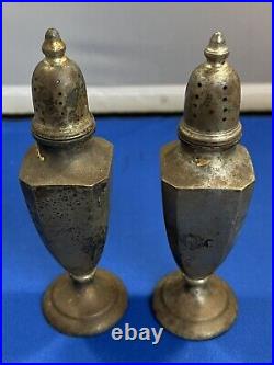 Vintage NOT-WEIGHTED Sterling Silver Salt & Pepper Shakers marked