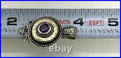 Vintage NW Sterling Silver 14k Gold Amethyst Pendant 11.45g 1.3/4 x 0.1/8